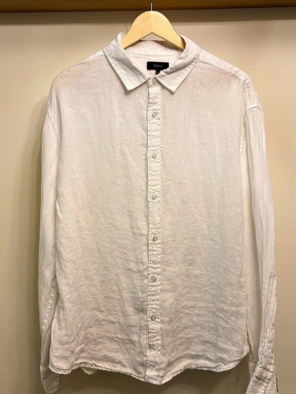 Quince 100% European Linen Relaxed Long Sleeve Shirt White XL